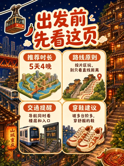 Xiaohongshu post · a five-day first-timer’s guide to Chongqing 2